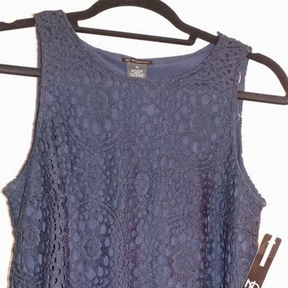 New Directions Navy Lined Lace Sleeveless NEW - Picture 3 of 6